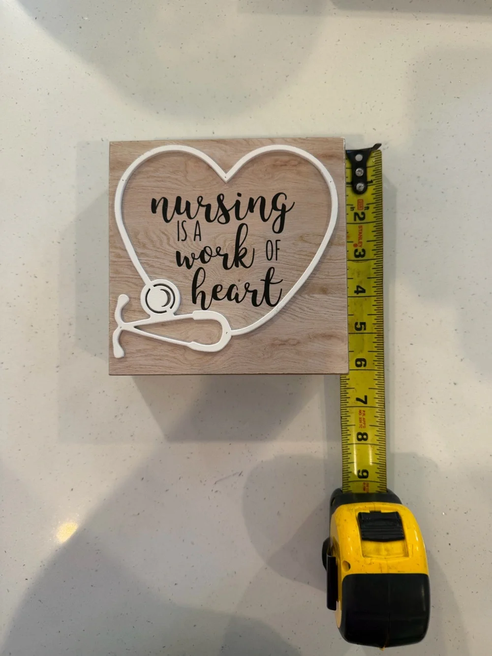 Nursing Is a Work of Heart Wooden Wall Accent - White Stethoscope Detail